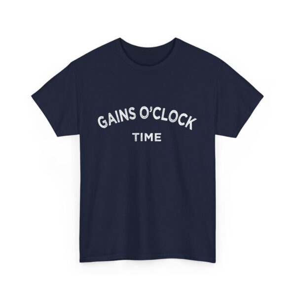Gains O'Clock Time Funny Motivational Distressed Powerlifting Bodybuilding Letter Art Design Unisex Heavy Cotton Tee - Image 11