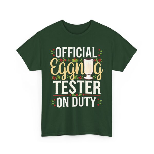 Official Eggnog Tester On Duty - Funny Christmas Eve Winter Holiday Party Design Unisex Heavy Cotton Tee - Image 2