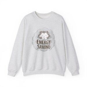 Energy Saving Cute Sleeping Kitten on a Fluffy Cloud Cat Lovers Design Unisex Heavy Blend™ Crewneck Sweatshirt