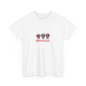 Funny Cute Kawaii Zombie Horde Brains Horror Design Unisex Heavy Cotton Tee