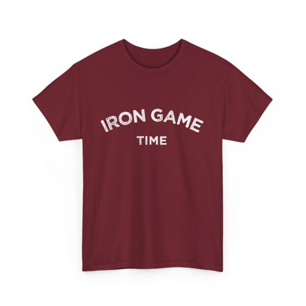 Iron Game Time Motivational Distressed Powerlifting Bodybuilding Letter Art Design Unisex Heavy Cotton Tee - Image 8