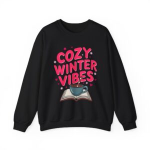 Cozy Winter Vibes with Cocoa and Books Mindful Relax Lovers Design Unisex Heavy Blend™ Crewneck Sweatshirt