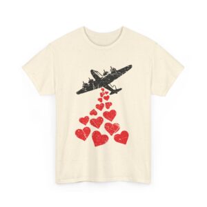 Hearts in Flight: Love Bombs Painting the Sky Unisex Heavy Cotton Tee