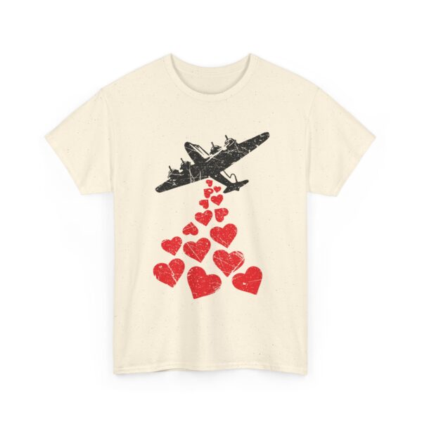 Hearts in Flight: Love Bombs Painting the Sky Unisex Heavy Cotton Tee