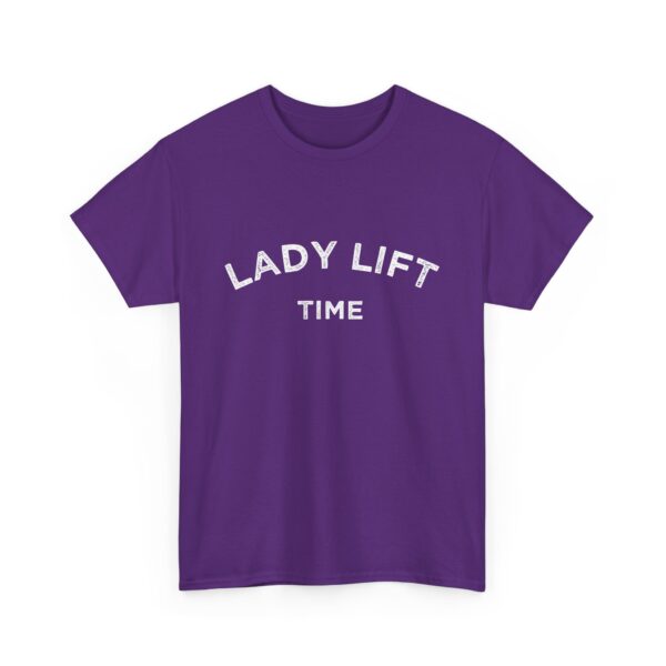Lady Lift Time Motivational Distressed Powerlifting Bodybuilding Letter Art Design Unisex Heavy Cotton Tee - Image 8
