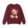 Merry Christmas Cute Teddy Bear in Santa Hat and Papillon Bow Tie Happy Animal Design Unisex Heavy Blend™ Crewneck Sweatshirt - Image 2