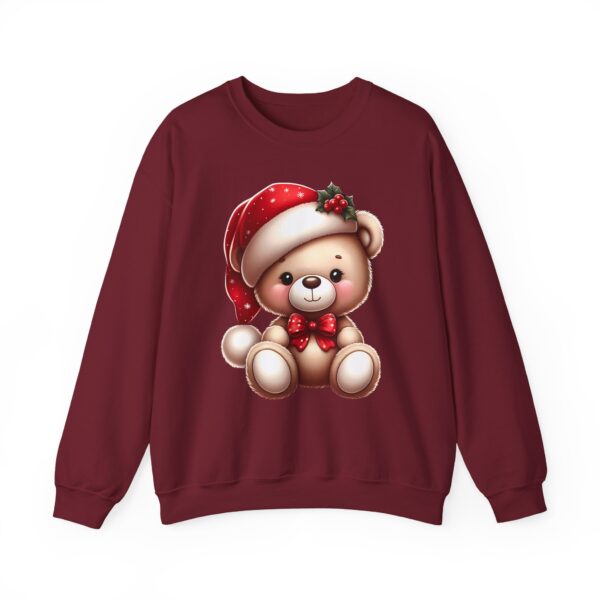 Merry Christmas Cute Teddy Bear in Santa Hat and Papillon Bow Tie Happy Animal Design Unisex Heavy Blend™ Crewneck Sweatshirt - Image 2