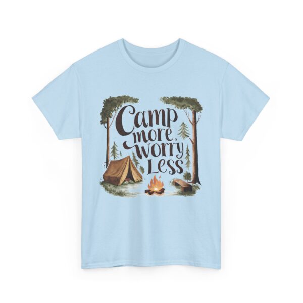 Camp More Worry Less Campfire Tent Outdoors Hiking Lover Design Unisex Heavy Cotton Tee - Image 6