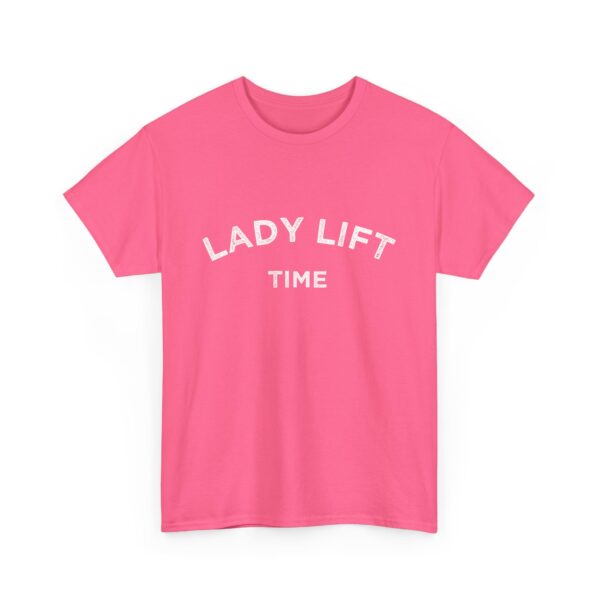 Lady Lift Time Motivational Distressed Powerlifting Bodybuilding Letter Art Design Unisex Heavy Cotton Tee - Image 9