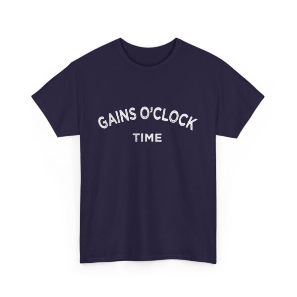 Gains O'Clock Time Funny Motivational Distressed Powerlifting Bodybuilding Letter Art Design Unisex Heavy Cotton Tee - Image 5