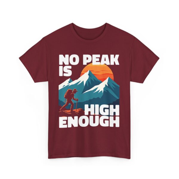 No Peak is High Enough Mountain Nature Lover Sunset Climbing Design Unisex Heavy Cotton Tee - Image 4