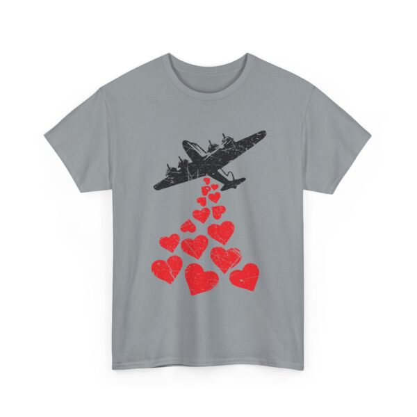 Hearts in Flight: Love Bombs Painting the Sky Unisex Heavy Cotton Tee - Image 2