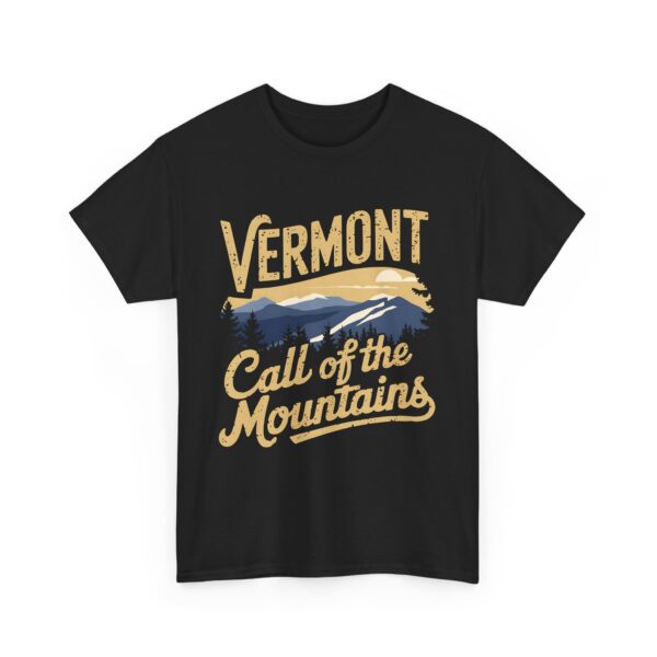 Vermont Call of the Mountains Retro Vintage Distressed Sunset Art Design Unisex Heavy Cotton Tee - Image 3
