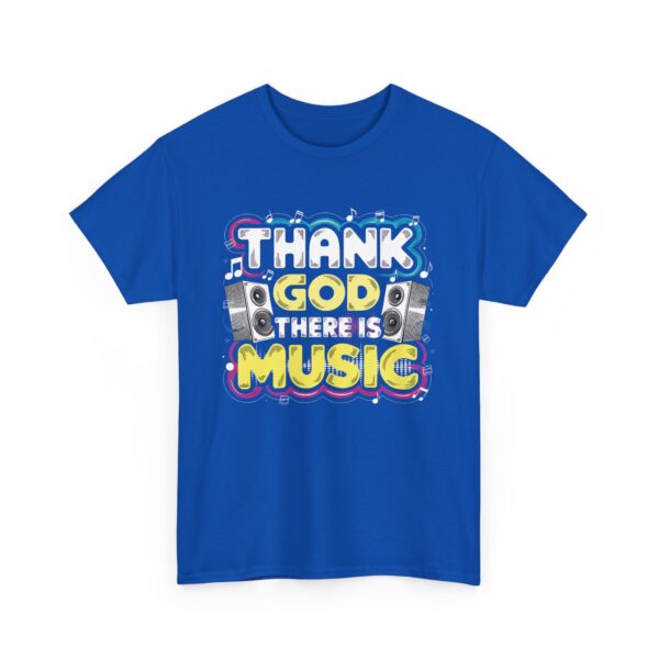 Thank God There Is Music Letter Art Loudspeakers Rave Concert Festival Disco Lovers Design Unisex Heavy Cotton Tee - Image 3