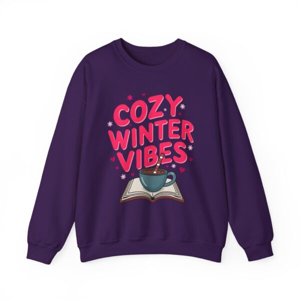 Cozy Winter Vibes with Cocoa and Books Mindful Relax Lovers Design Unisex Heavy Blend™ Crewneck Sweatshirt - Image 3