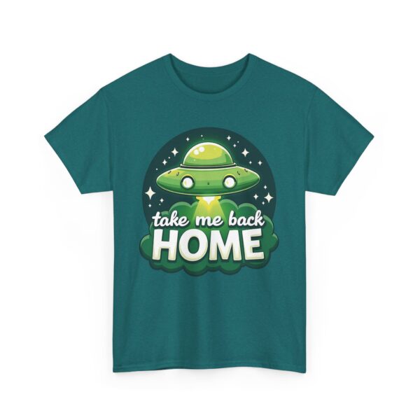 Take Me Back Home Funny Alien Abduction UFO Humor Design Unisex Heavy Cotton Tee - Image 6