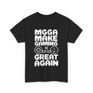 M.G.G.A. Make Gaming Great Again funny gamer letter art with game controller Design Unisex Heavy Cotton Tee