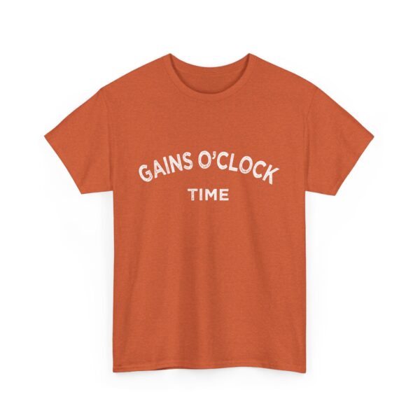 Gains O'Clock Time Funny Motivational Distressed Powerlifting Bodybuilding Letter Art Design Unisex Heavy Cotton Tee - Image 9