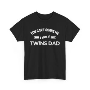 Bold Distressed 'Twins Dad' Empowerment Letter Art Design for Dads Unisex Heavy Cotton Tee