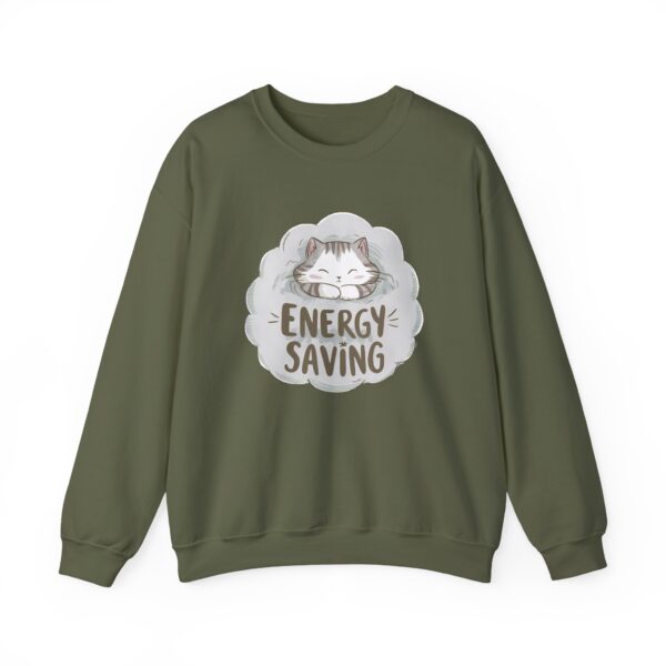 Energy Saving Cute Sleeping Kitten on a Fluffy Cloud Cat Lovers Design Unisex Heavy Blend™ Crewneck Sweatshirt - Image 3