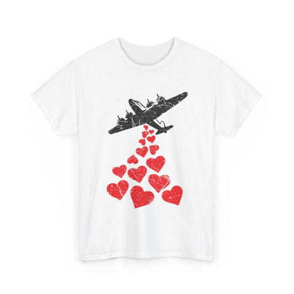 Hearts in Flight: Love Bombs Painting the Sky Unisex Heavy Cotton Tee - Image 6