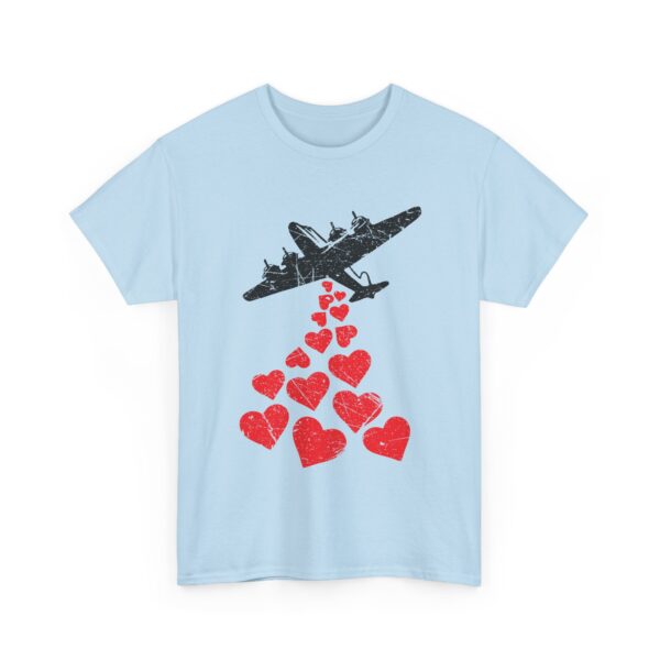 Hearts in Flight: Love Bombs Painting the Sky Unisex Heavy Cotton Tee - Image 5