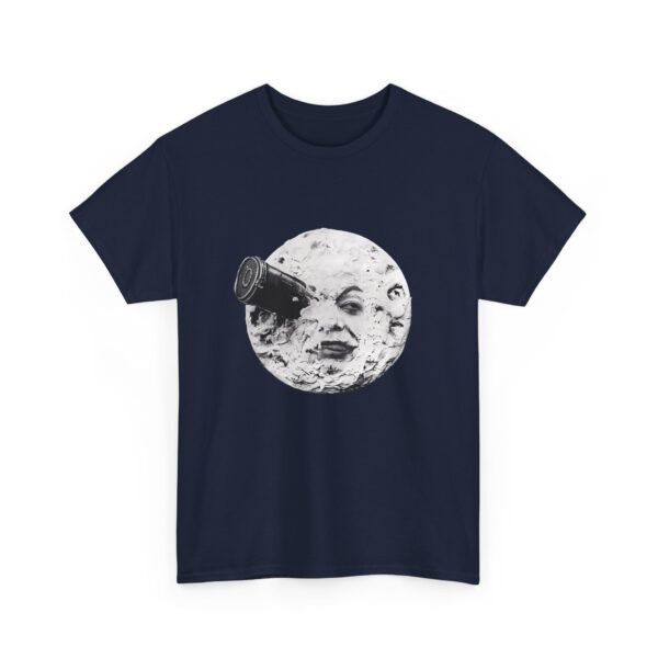 Jules Verne A Trip to the Moon Retro Sci-Fi Classic, Rocket in the Eye Vintage Design Unisex Heavy Cotton Tee - Image 2