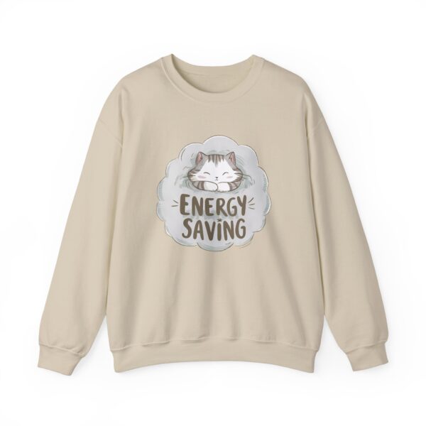 Energy Saving Cute Sleeping Kitten on a Fluffy Cloud Cat Lovers Design Unisex Heavy Blend™ Crewneck Sweatshirt - Image 4