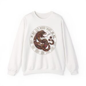 Year of The Snake 2025 Wood Snake Stylized Chinese Traditional Zodiac Astrologic Sign 蛇年 木蛇 Design Unisex Heavy Blend™ Crewneck Sweatshirt