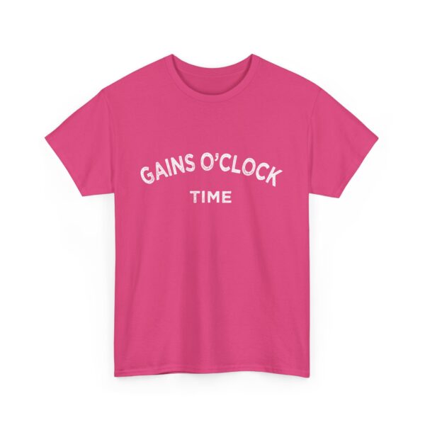 Gains O'Clock Time Funny Motivational Distressed Powerlifting Bodybuilding Letter Art Design Unisex Heavy Cotton Tee - Image 6