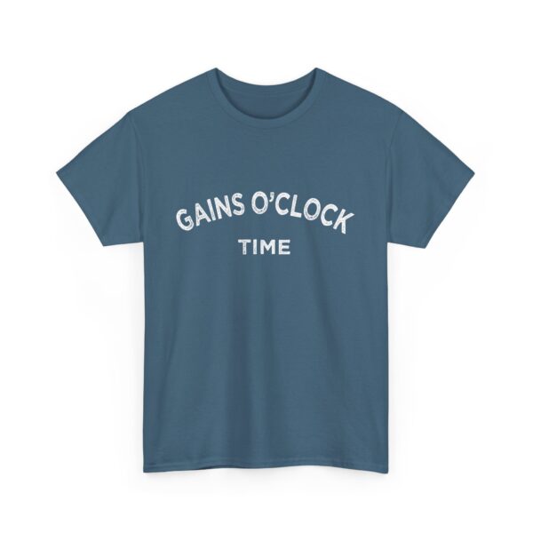 Gains O'Clock Time Funny Motivational Distressed Powerlifting Bodybuilding Letter Art Design Unisex Heavy Cotton Tee - Image 10