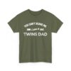 Bold Distressed 'Twins Dad' Empowerment Letter Art Design for Dads Unisex Heavy Cotton Tee - Image 3