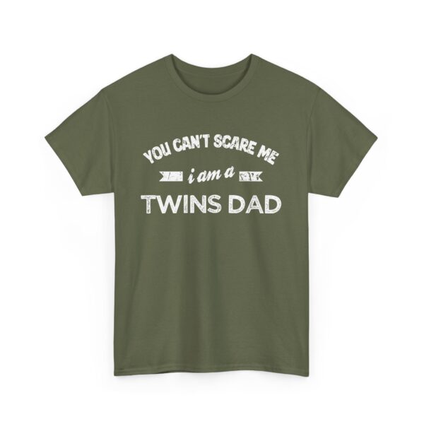 Bold Distressed 'Twins Dad' Empowerment Letter Art Design for Dads Unisex Heavy Cotton Tee - Image 3