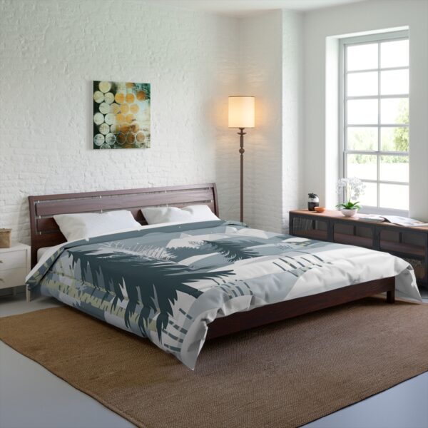 Minimalist Winter Wonderland Tranquil Mountain Night in the Woods Design Comforter - Image 4