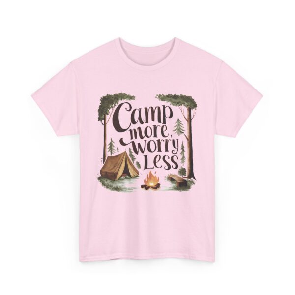 Camp More Worry Less Campfire Tent Outdoors Hiking Lover Design Unisex Heavy Cotton Tee - Image 7