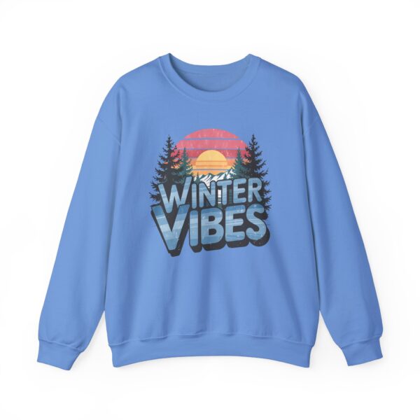 Winter Vibes Snowy Mountain Pine Trees Striped Sunset Nature Art Lovers Design Unisex Heavy Blend™ Crewneck Sweatshirt - Image 7