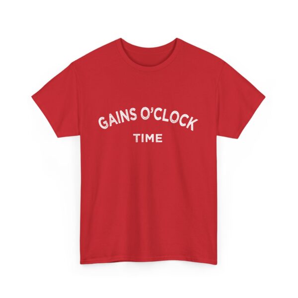 Gains O'Clock Time Funny Motivational Distressed Powerlifting Bodybuilding Letter Art Design Unisex Heavy Cotton Tee - Image 12