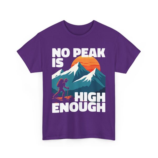No Peak is High Enough Mountain Nature Lover Sunset Climbing Design Unisex Heavy Cotton Tee - Image 5