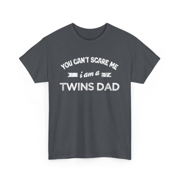 Bold Distressed 'Twins Dad' Empowerment Letter Art Design for Dads Unisex Heavy Cotton Tee - Image 4
