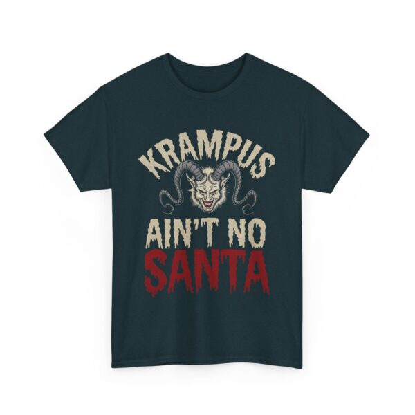 Krampus ain't no Santa Claus - Horror Christmas Halloween Nordic traditional Creepy Letter Art Design Unisex Heavy Cotton Tee - Image 2