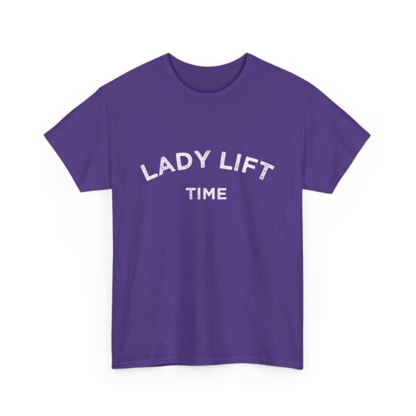 Lady Lift Time Motivational Distressed Powerlifting Bodybuilding Letter Art Design Unisex Heavy Cotton Tee - Image 7