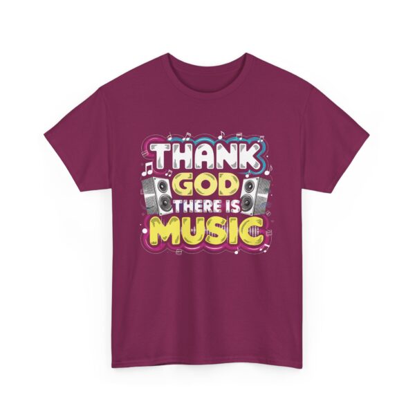 Thank God There Is Music Letter Art Loudspeakers Rave Concert Festival Disco Lovers Design Unisex Heavy Cotton Tee - Image 4