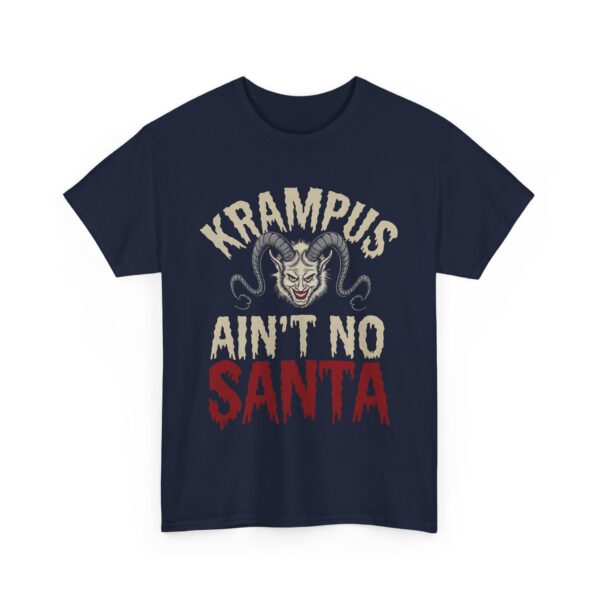 Krampus ain't no Santa Claus - Horror Christmas Halloween Nordic traditional Creepy Letter Art Design Unisex Heavy Cotton Tee - Image 3