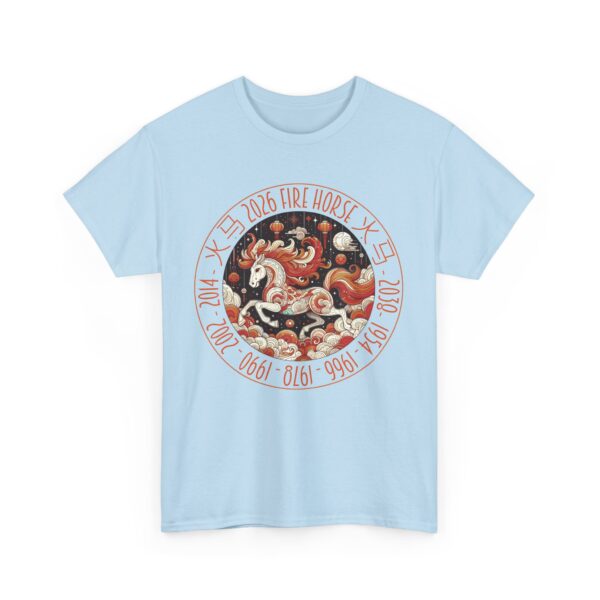 Year of The Horse 2026 Fire Horse Stylized Chinese Traditional Zodiac Astrologic Sign 马年 火马 Design Unisex Heavy Cotton Tee - Image 5