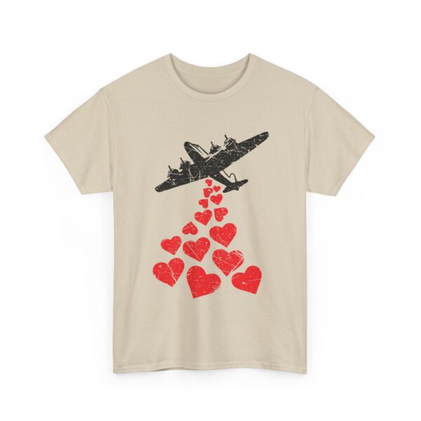 Hearts in Flight: Love Bombs Painting the Sky Unisex Heavy Cotton Tee - Image 3