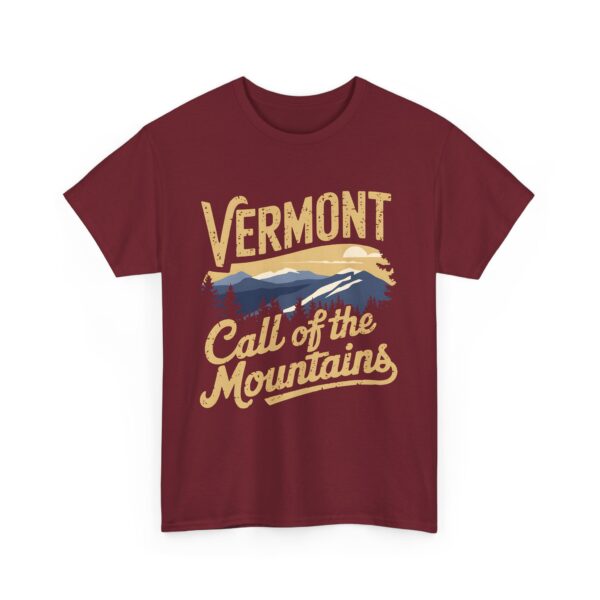 Vermont Call of the Mountains Retro Vintage Distressed Sunset Art Design Unisex Heavy Cotton Tee - Image 2