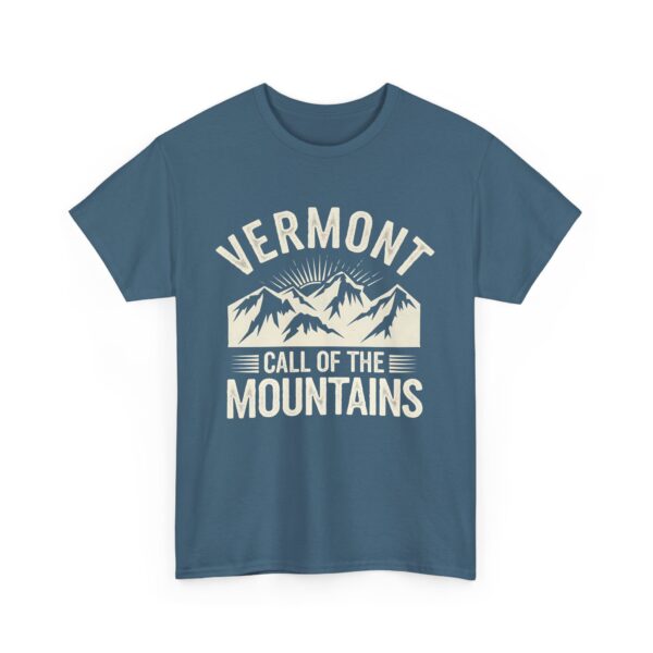 Vermont Call of the Mountains Retro Vintage Distressed Sunset Art Design Unisex Heavy Cotton Tee - Image 4