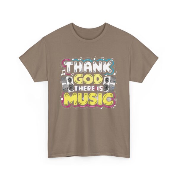 Thank God There Is Music Letter Art Loudspeakers Rave Concert Festival Disco Lovers Design Unisex Heavy Cotton Tee - Image 7