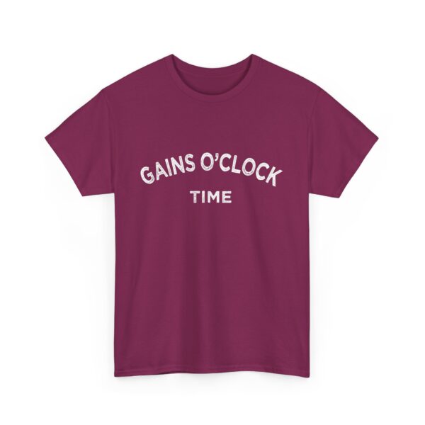 Gains O'Clock Time Funny Motivational Distressed Powerlifting Bodybuilding Letter Art Design Unisex Heavy Cotton Tee - Image 7