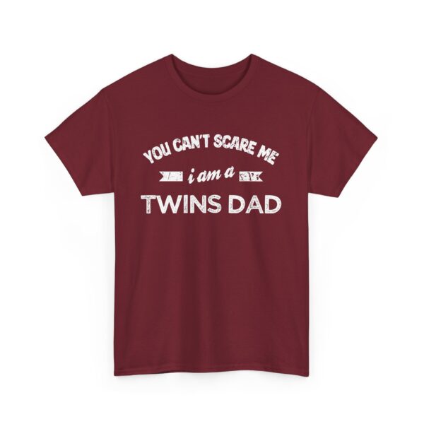 Bold Distressed 'Twins Dad' Empowerment Letter Art Design for Dads Unisex Heavy Cotton Tee - Image 5